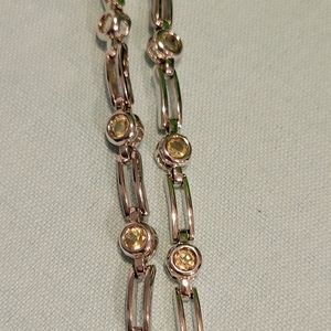 BEAUTIFUL STERLING SILVER AND ZIRCONIA STONE BRACELET 7 INCHES SIGNED